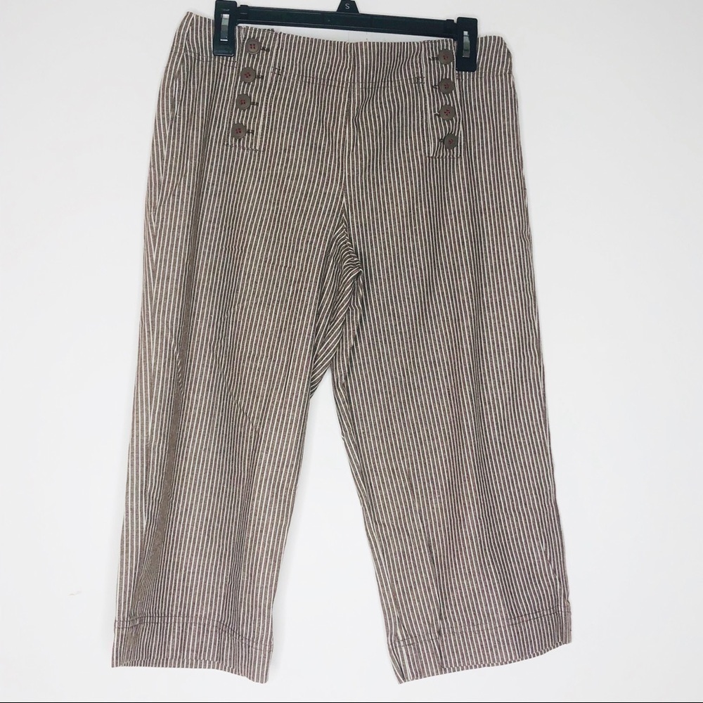 LARRY LEVINE brown striped cropped pants